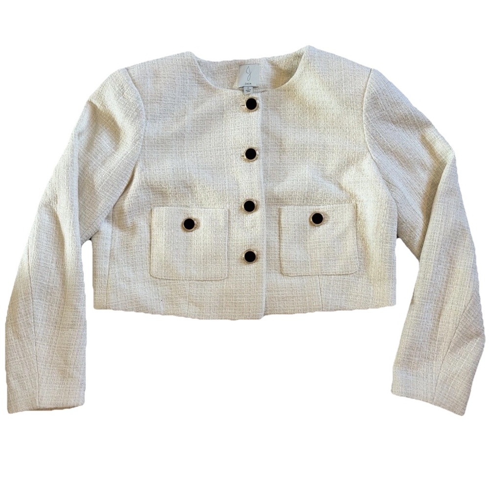 Cropped Cream Tweed Jacket - Classic Women's Coat